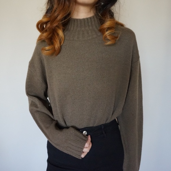 Sweaters - Justone Taupe/Greyish brown Mockneck Sweater